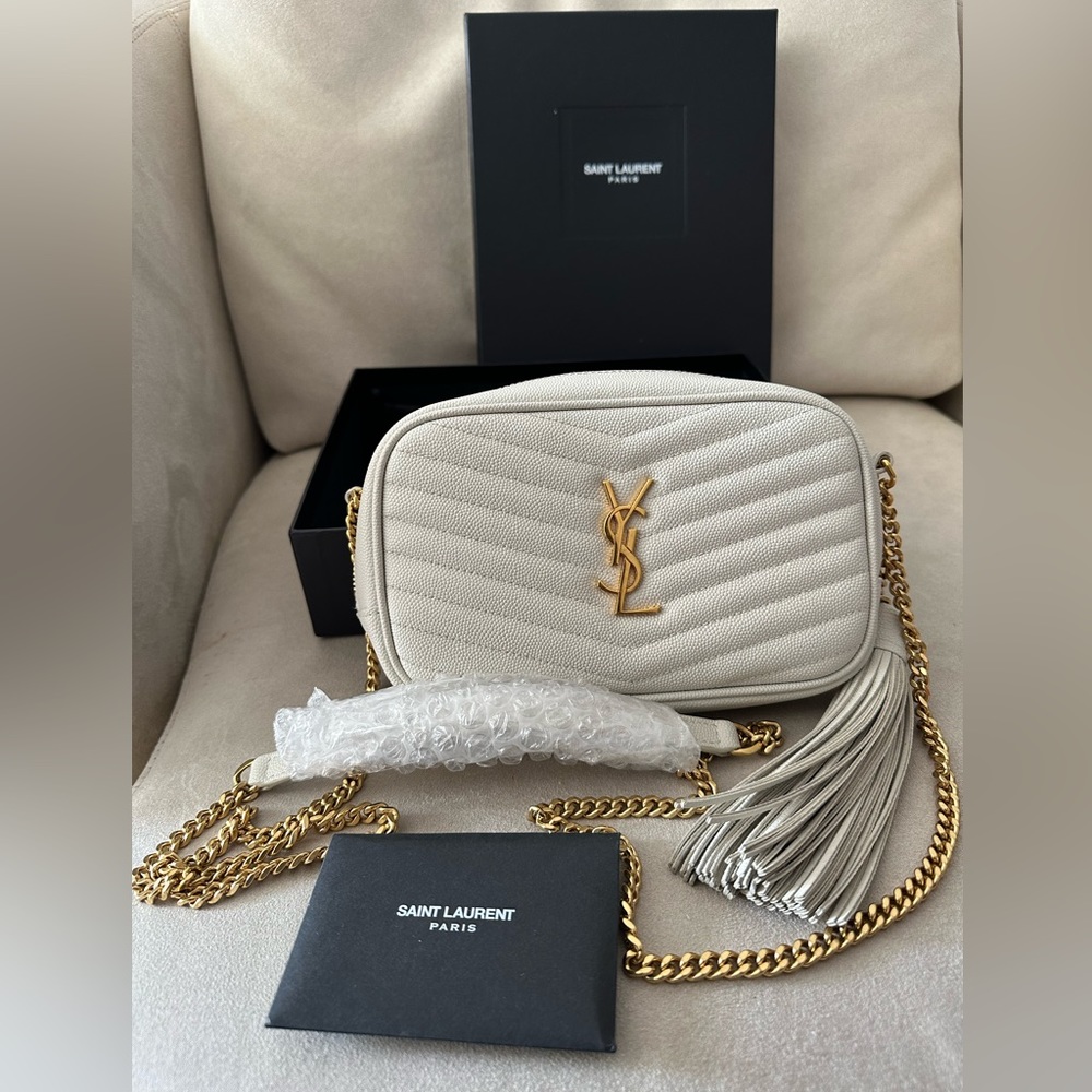 YSL LOU MINI BAG IN QUILTED GRAIN DE POUDRE EMBOSSED LEATHER